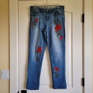 Vintage America Blues Jeans with Red and Green Embroidery Size 8